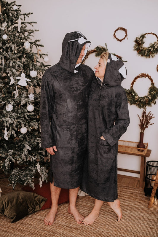 Long-Sleeve Poncho WOLF - Bamboo Terry