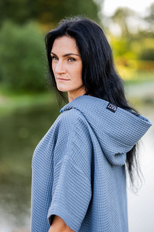 Short-Sleeve Surf Poncho - Cotton Waffle